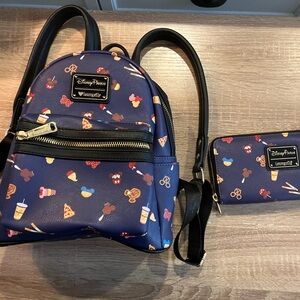 Disney Snacks Loungefly wallet and backpack set